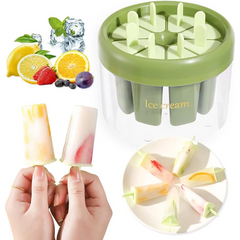 8-Cavity Popsicle Molds with Storage Box – DIY Reusable Ice Cream Maker Set with Sticks | Easy-Release Ice Pop Moulds