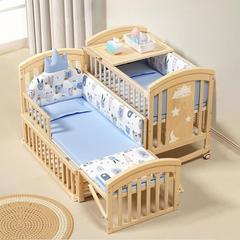 Multifunctional Extendable Wooden Crib | Rocking Baby Bed with Mattress & Canopy