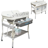 2-in-1 Baby Bathtub & Changing Table – Portable Diaper Changing Station with Storage & Adjustable Height