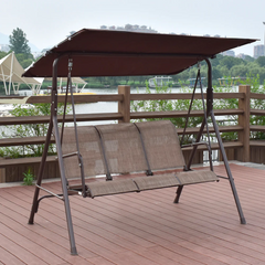3-Seat Outdoor Canopy Swing with Rattan Seat & Heavy-Duty Metal Frame – Adjustable Sunshade, Weather-Resistant