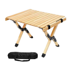 Beech Wood Roll-Up Folding Camping Table – Portable Picnic Table for Hiking, Camping, and Outdoor Activities