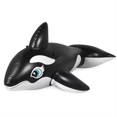Black Whale Knight Inflatable Water Rider (193cm x 119cm) – Durable & Fun Pool Float for Kids & Adults