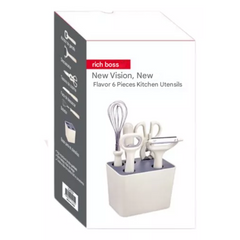 6-Piece Compact Kitchen Fruit Knife & Utensil Set with Storage Holder – Scissors, Peeler & More