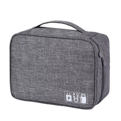 Waterproof Travel Cable Organizer Bag - Double Layer Electronic Accessories Case with DIY Compartments, Lightweight & Portable