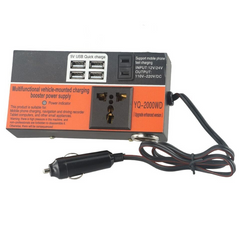 Multifunctional Car Power Inverter 1500W | DC 12V/24V to AC 110V/220V with LED Display & 4 Charging Ports