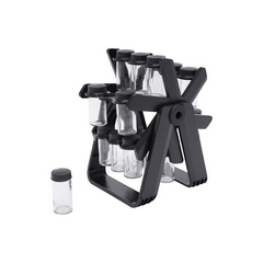 18 Jar Rotating Spice Rack – Airtight Glass Spice Jars | Space-Saving Kitchen Organizer