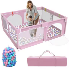 Extra Large Safety Playground for Indoor/Outdoor – Anti-Fall Portable Crib, Toy, and Play Gym