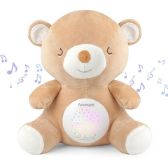 Plush Baby Soother Teddy Bear – White Noise Machine, Night Light Star Projector & Lullabies | Newborn Sleep Aid