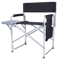 Premium Black Camping Chair with Side Table & Cup Holder – 130kg Capacity