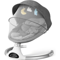 Best Baby Swing for Infants – Bluetooth Baby Rocker with 5-Point Harness, 10 Lullabies, 3 Speeds & Remote Control – Grey
