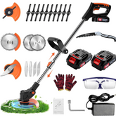3-in-1 Cordless Weed Wacker – Powerful Electric Brush Cutter with Adjustable Height, 24V Battery, and 3 Blade Types