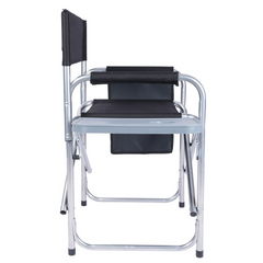 Premium Black Camping Chair with Side Table & Cup Holder – 130kg Capacity