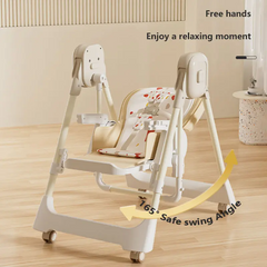 Baby High Feeding Rocker with Safety Jacket – 3-in-1 Portable Dining Chair, Rocker, and Swing for Infants 0-3 Years