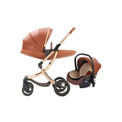 360° Baby Stroller Egg Shell 3-in-1 Pram - PU Leather, Versatile, Comfortable, Adjustable for Newborns