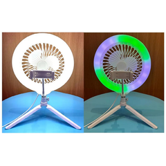 10-Inch RGB Ring Light with Cooling Fan & Tripod – Adjustable 3000K-7000K Makeup Studio LED Lamp with Remote | Foldable & Portable Design