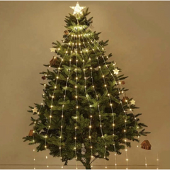 193-LED USB Star Topper Fairy Lights – 9x2m Christmas Tree Lights with Remote & 8 Modes – Indoor/Outdoor Warm White Lighting