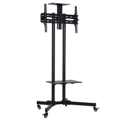 Mobile TV Trolley Stand Cart With Wheels – Adjustable, Black Steel, 32-65" TVs