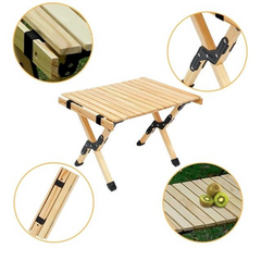Beech Wood Roll-Up Folding Camping Table – Portable Picnic Table for Hiking, Camping, and Outdoor Activities