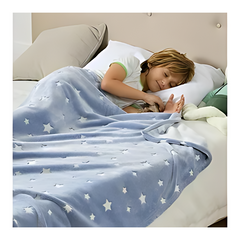 Magic Glow in The Dark Blanket Throw with Star Sky Objects