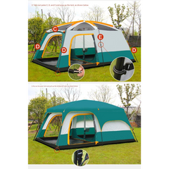 Camel Ultralarge 6-12 Person Double Layer Family Camping Tent – Spacious, Waterproof & UV-Protected Outdoor Shelter