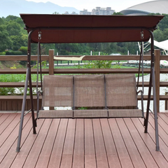 3-Seat Outdoor Canopy Swing with Rattan Seat & Heavy-Duty Metal Frame – Adjustable Sunshade, Weather-Resistant