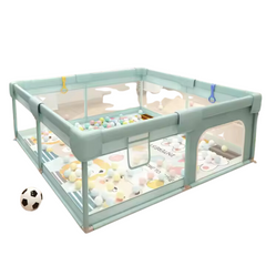 Extra Large Safety Playground for Indoor/Outdoor – Anti-Fall Portable Crib, Toy, and Play Gym