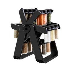 18 Jar Rotating Spice Rack – Airtight Glass Spice Jars | Space-Saving Kitchen Organizer