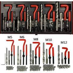 131pc Thread Repair Kit – Metric M5 M6 M8 M10 M12 | Rethread & Stripped Thread Recoil Tool Set in Steel Case