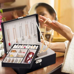 Elegant Double-Layer Jewelry Storage Box with Lock – Portable Organizer for Rings, Earrings, Necklaces & More