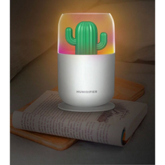 USB Mini Cactus Air Humidifier with Night Light – 300ml Ultrasonic Portable Diffuser