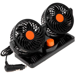 24V 360° Dual Head Car Cooling Fan – Adjustable, Rotating, Bladeless DC Auto Cooler