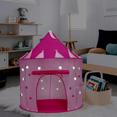 Pink Princess Play Tent for Kids - Foldable Indoor/Outdoor Castle Tent with Luminous Effect