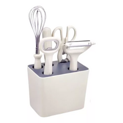 6-Piece Compact Kitchen Fruit Knife & Utensil Set with Storage Holder – Scissors, Peeler & More