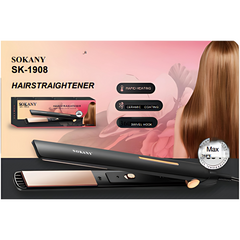 SK-1908 Hair Iron – Black/Gold | Ceramic Hair Straightener with Digital Control