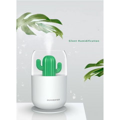 USB Mini Cactus Air Humidifier with Night Light – 300ml Ultrasonic Portable Diffuser
