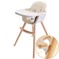 Custom Adjustable Baby Feeding High Chair – Portable Wooden High-Quality Soft Cushion Seat