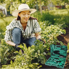 10-Piece Heavy Duty Stainless Steel Gardening Tool Kit with Carrying Case