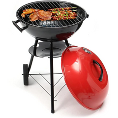 Portable Charcoal Kettle BBQ Grill – Round Barbecue with Ventilation & Wheels