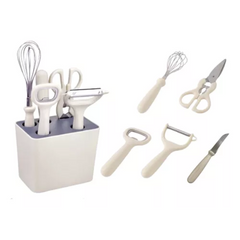 6-Piece Compact Kitchen Fruit Knife & Utensil Set with Storage Holder – Scissors, Peeler & More