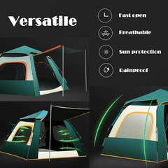 3-4 Person Pop Up Camping Tent – Waterproof, Windproof & UV-Protected Instant Family Tent for Hiking, Mountaineering & Outdoor Adventures