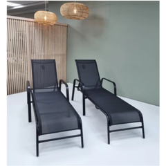 Outdoor Adjustable Mesh Sun Lounger – Durable Steel Frame Patio Recliner