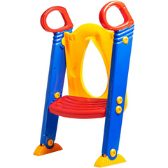 Baby Potty Training Seat with Step Stool Ladder – Sturdy, Anti-Slip, Foldable Toilet Trainer for Toddlers – Red, Blue, Yellow Combo