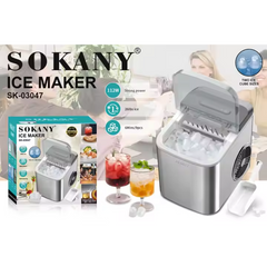 12Kg 24H Self-Cleaning Portable Ice Maker Machine (SK-03047) – 2 Bullet Ice Sizes – Countertop Ice Maker for Home, Office, Bar & Parties