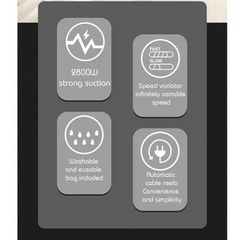 1600W Powerful Vacuum Cleaner with 22Kpa Suction | Reusable Bag Included | Efficient Dust Removal