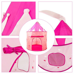 Pink Princess Play Tent for Kids - Foldable Indoor/Outdoor Castle Tent with Luminous Effect