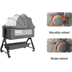 Multi-Functional Portable Newborn Folding Baby Crib | 3-in-1 Bedside Sleeper & Rocking Cradle
