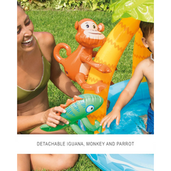 Tropical Island Inflatable Baby Pool with Palm Tree Sunshade - Durable & Fun for Toddlers