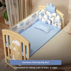 Multifunctional Extendable Wooden Crib | Rocking Baby Bed with Mattress & Canopy