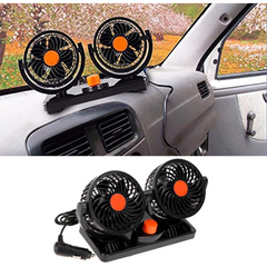 24V 360° Dual Head Car Cooling Fan – Adjustable, Rotating, Bladeless DC Auto Cooler