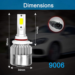 C6 9006 HB4 LED Car Headlight Bulbs 36W 3800LM – High-Performance Headlamps with Cooling Fan (2-Pack)